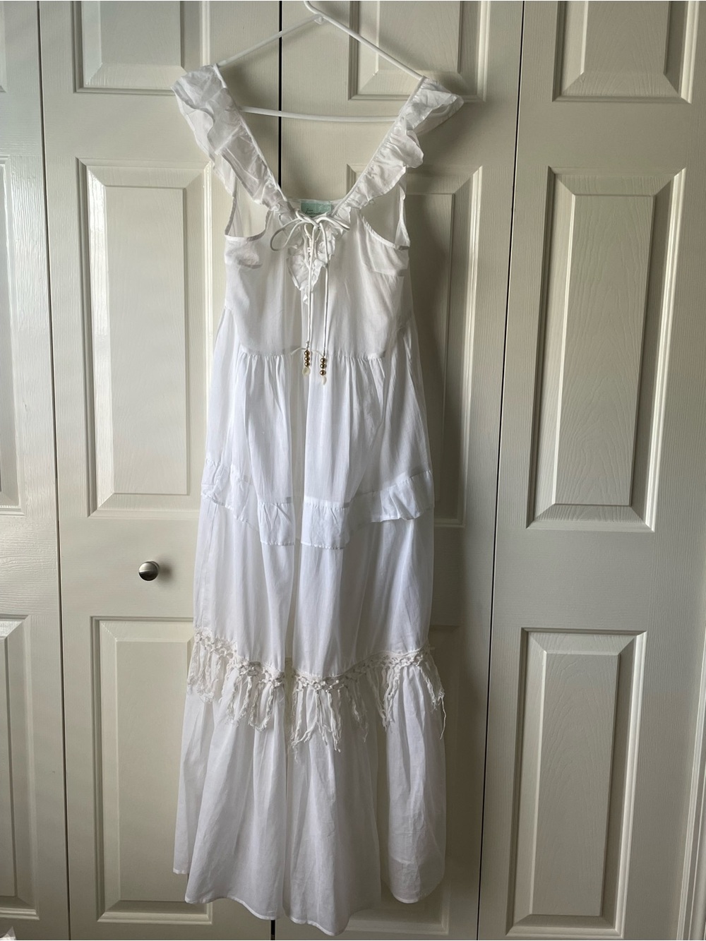 True Destinations White Cotton Boho Maxi Dress L - Picture 2 of 11